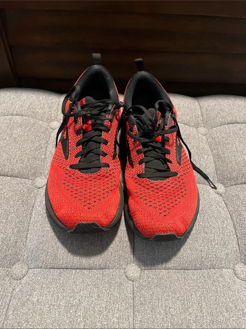 Brooks Men's Red and Black Knit Running Shoes
